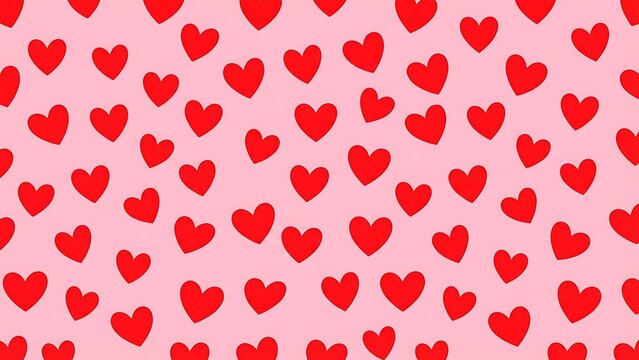 Red hearts on pink background