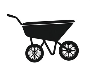 Silhouetted cart with two wheels, handle, and a large cargo bed