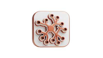 3D Snowflake Icon on transparent background