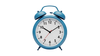 Blue Twin Bell Alarm Clock Isolated on transparent background