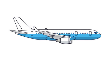 Modern Passenger Airplane Side View Illustration Isolated on White Background