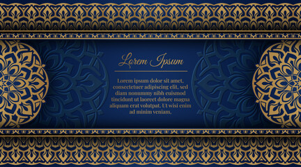 Blue background with gold mandala ornament