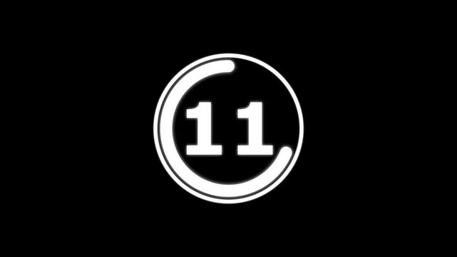 Circle Countdown Timer 16 seconds animation from 16to 0 seconds, 16 Seconds countdown timer, Round Countdown Timer Interface Animation on Dark Background.