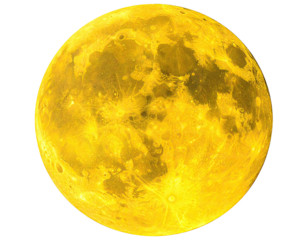 Illuminated celestial body, a golden orb against black space