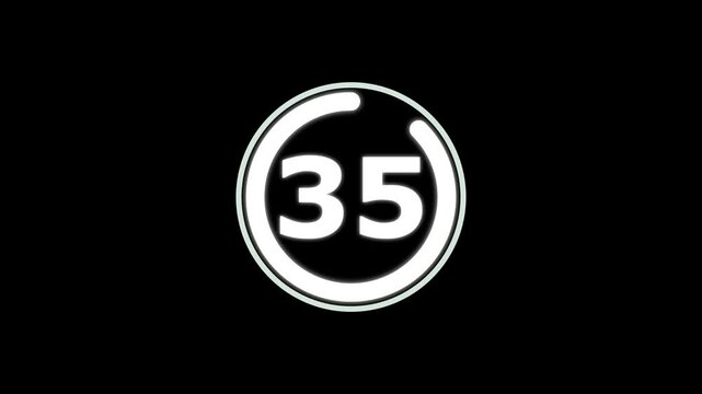 Circle Countdown Timer 40 seconds animation from 40 to 0 seconds, 40 Seconds countdown timer, Round Countdown Timer Interface Animation on Dark Background.