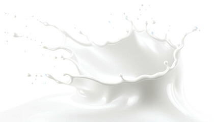 A stylized splash of opaque white liquid, against a black backdrop