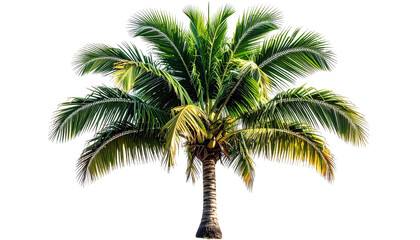 Lush, vibrant palm tree with abundant, textured fronds and rough trunk