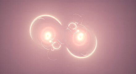 Abstract glowing circular light patterns creating soft and ethereal visual effects on a pink backdrop