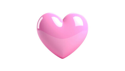 Glossy pink heart, isolated on black background, 3D render