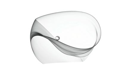 Abstract white smoky form with sphere, on black backdrop