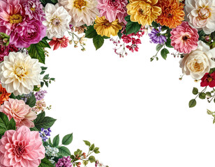 A vibrant, colorful floral border against a black background