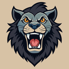 Fototapeta premium Dark Lion Beast King Animal Fangs Art Tattoo Grunge Vintage Style illustration