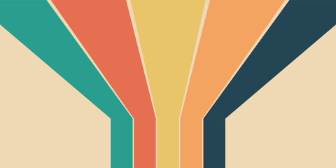 Abstract modern background of rainbow groovy Wavy Line design in 1970s Hippie Retro style. with a modern concept style