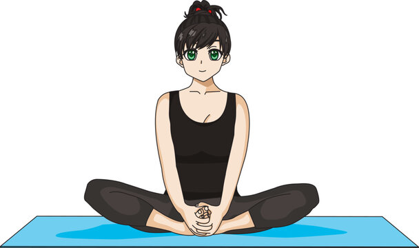 Bound Angle Pose Girl Doing Baddha Konasana Vector