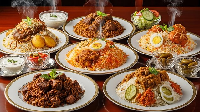 Homemade Royal Dum Biryani Feast Featuring Fragrant Basmati Rice and Juicy Meat