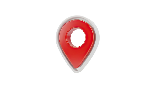 3D Red Map Location Pin Icon on transparent background - Powered by Adobe
