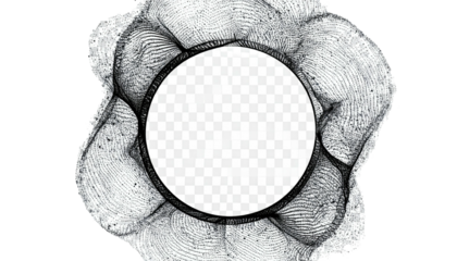 Abstract image of a circular cutout framed by textured, wavy patterns