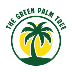 Obraz premium Green Palm Tree Nature Logo Design