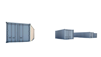 Several rectangular containers, isolated against a vast, black void