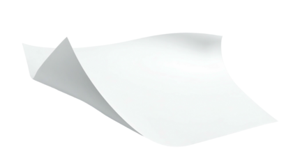 A white paper sheet with a corner folded over, floating on black