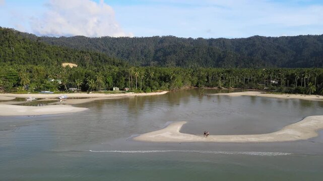 The aerial view of the coast around Port Barton, Philippines