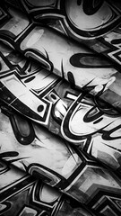 Abstract Black and White Urban Graffiti Art