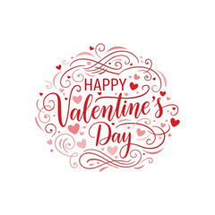 Circular Flourished "Happy Valentine's Day" Ornate Typography