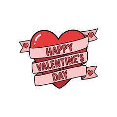 Bold Heart with Ribbon "Happy Valentine's Day" Graphic