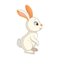 Obraz premium Cute rabbit seen from the side isolated on a white background with part by part. 2d Indian cartoon character ready for animation moral stories, made by Adobe Illustrator and ready for Animate CC. See 