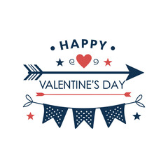 Nautical Style "Happy Valentine&rsquo;s Day" Graphic with Bunting and Arrows