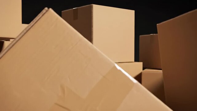 Pile of cardboard shipping boxes ready for storage or delivery