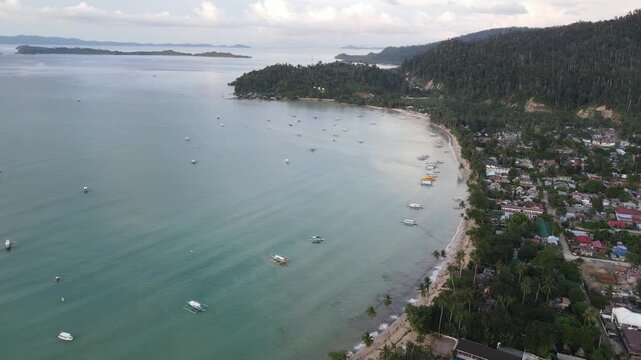 The aerial view of Port Barton in the Philippines