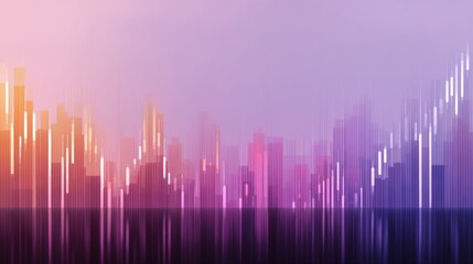 Abstract digital finance background with colorful stock market charts and data visualization in purple and orange gradient tones for modern design projects