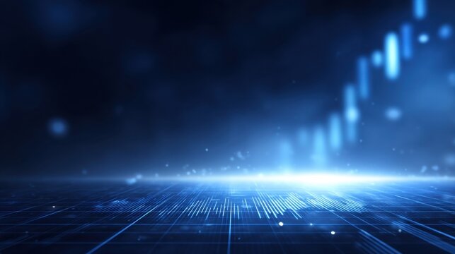 Abstract digital backdrop with glowing lines and charts showcasing futuristic technology and data visualization concepts in blue tones - Powered by Adobe