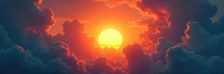 A vibrant sunrise bursting through dark clouds, symbolizing rebirth, renewal, and overcoming adversity; a powerful image of hope and new beginnings , rebirth, fresh start