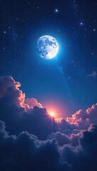 Ethereal moonlight bathes a vast, star-studded night sky, casting a gentle glow on a distant, swirling nebula Perfect for fantasy, science fiction, or cosmic themes , universe, night sky, vastness