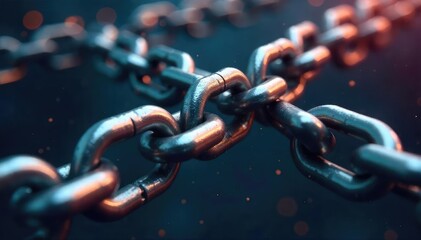 Close-up shot of interconnected metal chains moving in a synchronized, rhythmic pattern, demonstrating the concept of linked motion and mechanical coordination , loop, seamless loop, mechanical