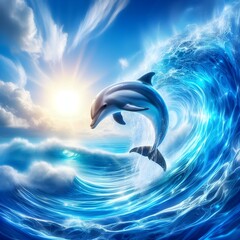 Naklejka premium dolphin in the water