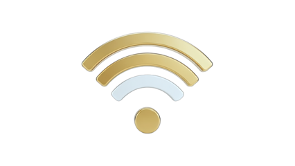3D Gold and Blue WiFi Signal Icon on transparent background