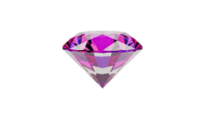 Purple Diamond Gemstone on transparent background