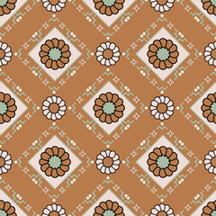 Seamless floral pattern collection featuring abstract botanical flowers and organic flowing shapes. Decorative repeating design with a modern vintage color palette, suitable for textile, fabric