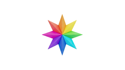 Rainbow Starburst Icon on transparent background