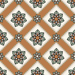 Seamless floral pattern collection featuring abstract botanical flowers and organic flowing shapes. Decorative repeating design with a modern vintage color palette, suitable for textile, fabric