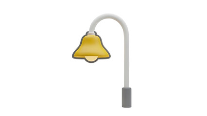 3D Illustration of a Yellow Bell Shaped Lamp Post on transparent background