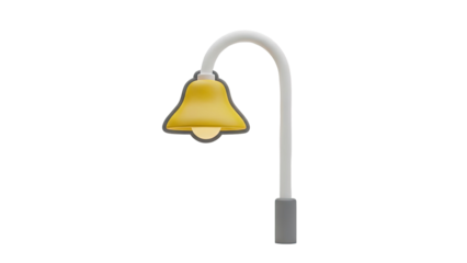 3D Illustration of a Yellow Bell Shaped Lamp Post on transparent background