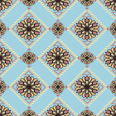 Seamless floral pattern collection featuring abstract botanical flowers and organic flowing shapes. Decorative repeating design with a modern vintage color palette, suitable for textile, fabric