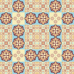 Seamless floral pattern collection featuring abstract botanical flowers and organic flowing shapes. Decorative repeating design with a modern vintage color palette, suitable for textile, fabric