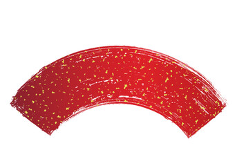 手書き筆タッチの細目扇形に金箔を散らしたフレーム/赤