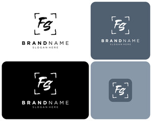Initial Letter FS Monogram Photograph Frame Brush Stroke Art Vector Logo Design Illustration