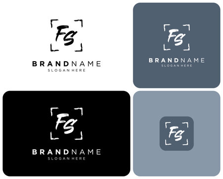 Initial Letter FS Monogram Photograph Frame Brush Stroke Art Vector Logo Design Illustration